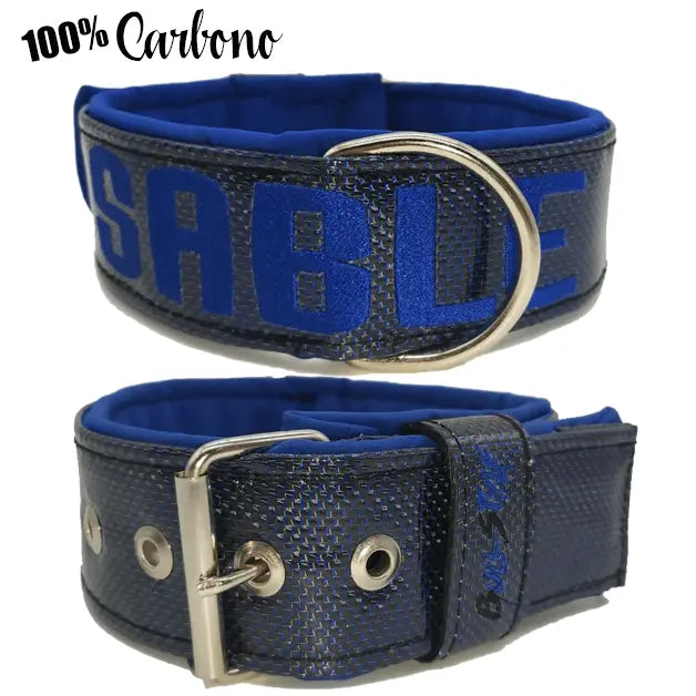 Collar para perro de 50mm fabricado con fibra de carbono real 3K, personalizador en vivo y hebilla metálica de alta seguridad | Bullstyles