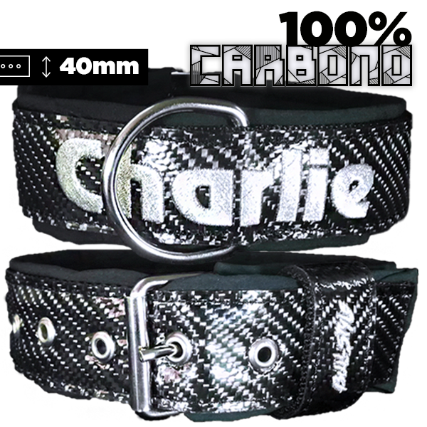 Halsband aus 100 % Carbon, schwarz, 40 mm – BULLSTYLE