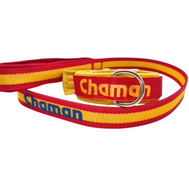 Conjunto de Collar y Correa Personalizados "Chaman" Bandera de España 30mm