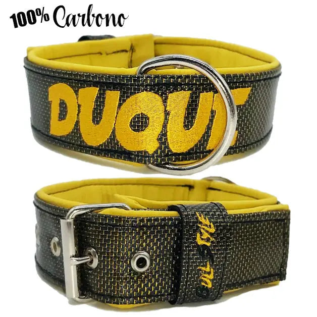 Collar de 40mm fabricado con lámina de fibra de carbono real 3K sarga 2x2 personalizado en vivo para perros de presa | Bullstyles