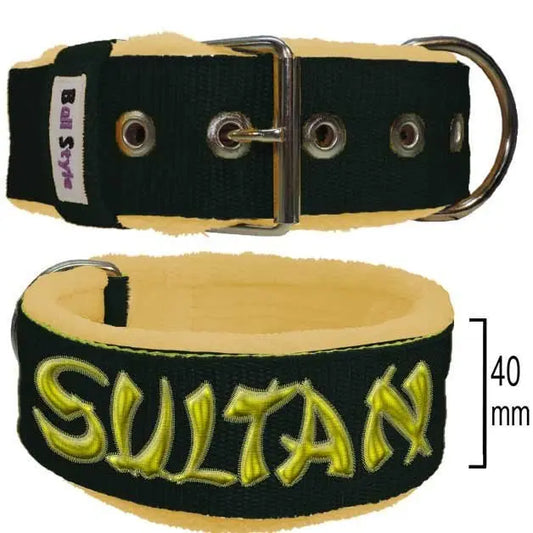 Configurador interactivo de collar para perro 40mm Street Line personalizado con forro NeoShell tacto neopreno y bordado | Bullstyles
