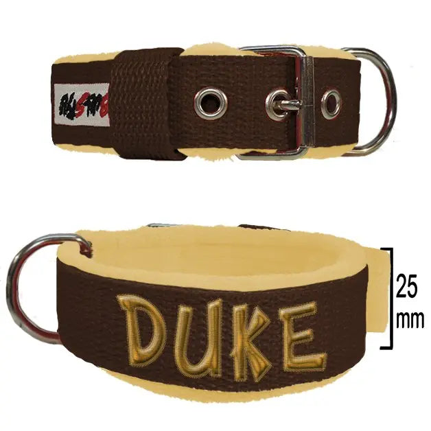 Collar personalizable Pocket Line 25mm para perros pequeños, diseño en tonos marrones, resistente y ajustable
