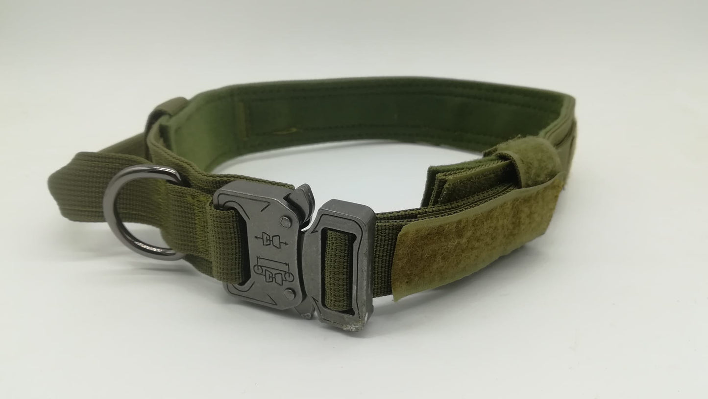 Collar verde militar nylon con asa de agarre de 40 MM