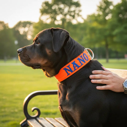 Collar Personalizado Naranja Neón para Perro con Nombre Bordado | Bullstyle