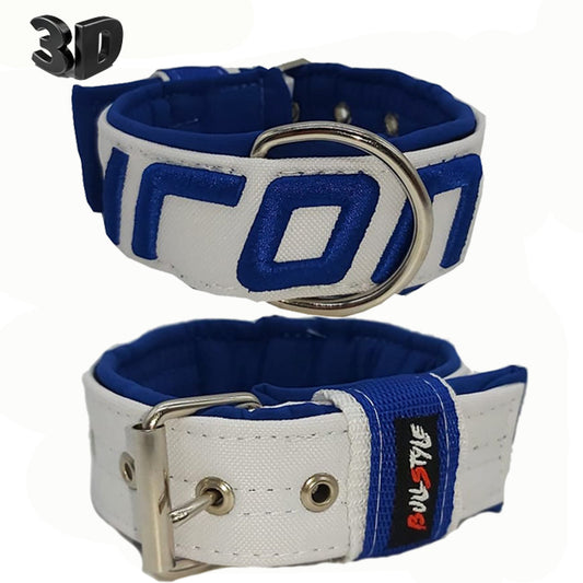 Collar de lujo blanco con bordado 3D para perro grande Doberman Bullstyle