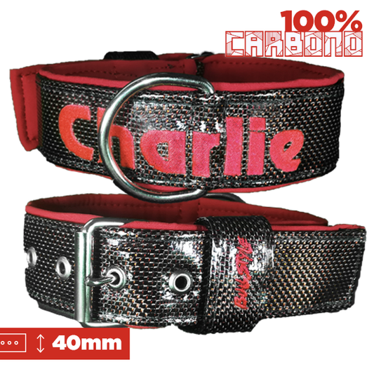 COLLAR 100% CARBONO ROJO  40mm