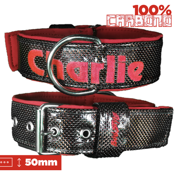 Collar para perros de fibra de carbono rojo