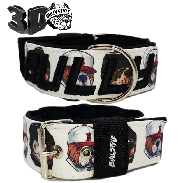 Collar ancho 50mm negro 3D para perro Presa Canario o American Bully Bullstyle