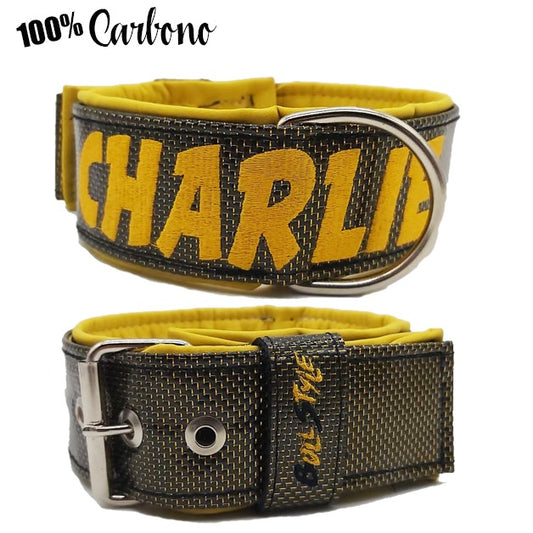 Collar de carbono amarillo 50mm para perro grande y fuerte