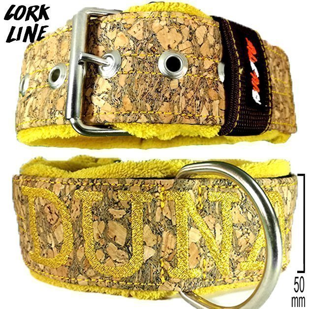 Collar de corcho natural Bullstyles en 50mm con estructura reforzada, tacto de cuero vegetal y personalización mediante bordado para perros fuertes