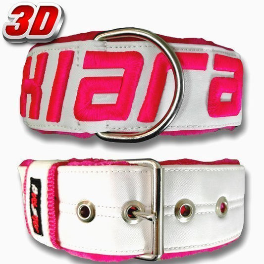 Collar personalizado rosa 3D con nombre para perro fuerte Bullstyle