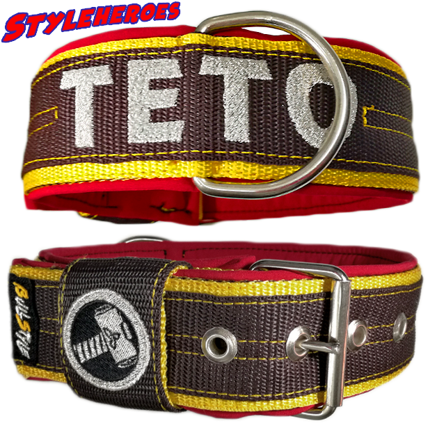 Collar Thor de Bullstyles: Diseño gris y amarillo eléctrico de 50mm personalizado para perros de presa y razas grandes.