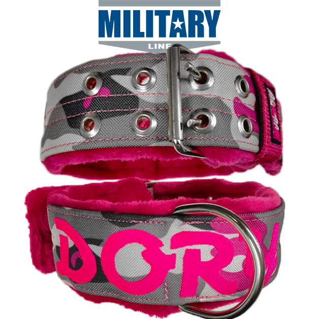 Collar militar mimetizado rosa Bullstyle de 50mm con forro acolchado y hebilla de alta seguridad para razas potentes